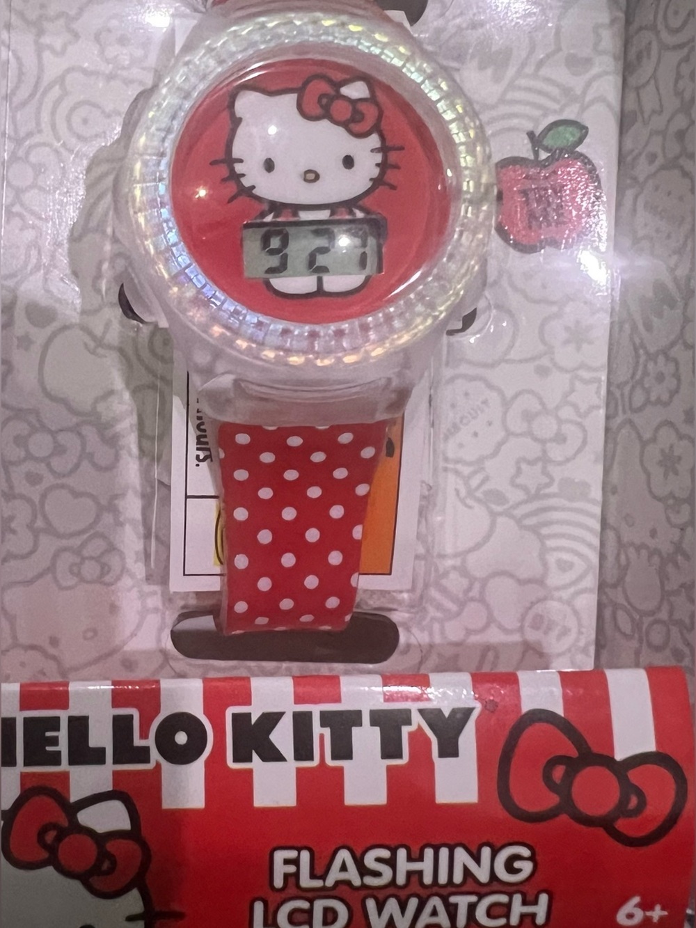 BRAND NEW Kids Hello Kitty Red and White Polka Dot Flashing Watch